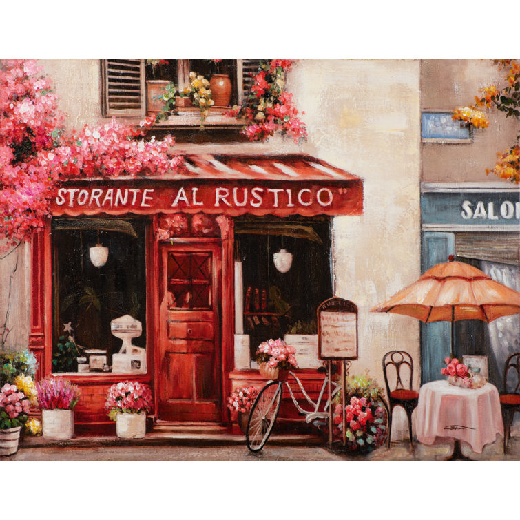 ImageLand Restaurant In Red Wrapped Canvas Painting Wayfair.co.uk